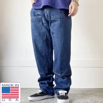 USA제 PRSN BLU 더블니 데님 페인터 팬츠 실측치수 W35 L32