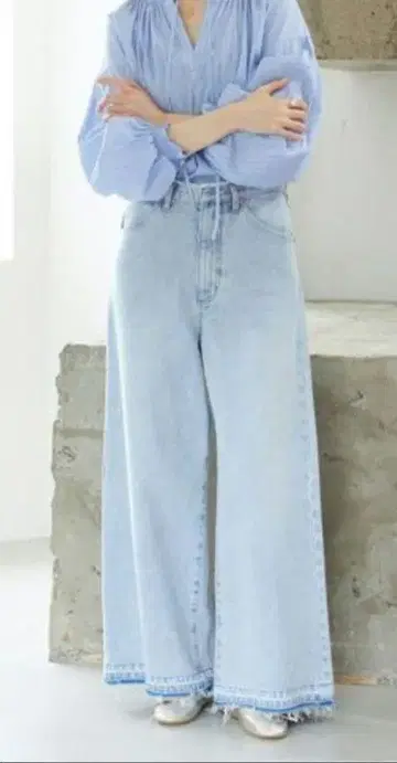 슬로브 이에나 LE DENIM 배기 데미지 데님 38