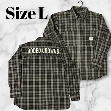RODEO CROWNS WIDE BOWL 블랙 체크 셔츠 사이즈 L