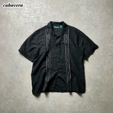 CUBAVERA 오픈 카라 셔츠 볼링 셔츠 쿠바 셔츠 블랙 L 루드