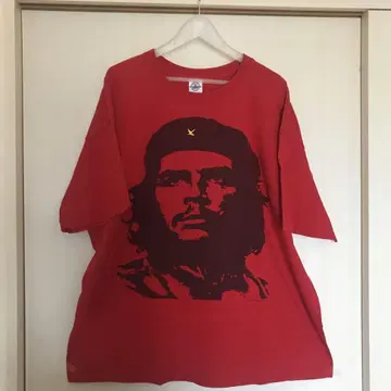 체 게바라 프린트 빨간색 티셔츠 2XL
