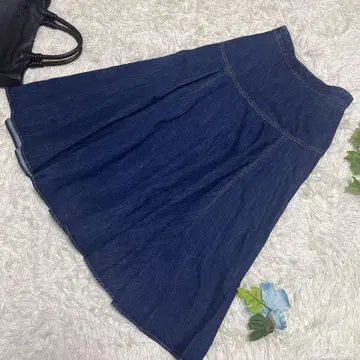 컨디션 최상 moussy 마우지 롱 데님 스커트 플레어 코튼 2 M