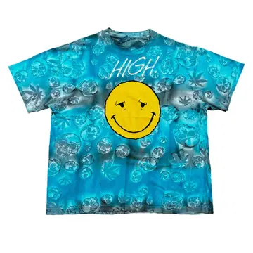 90s skull & weed Smile 티셔츠