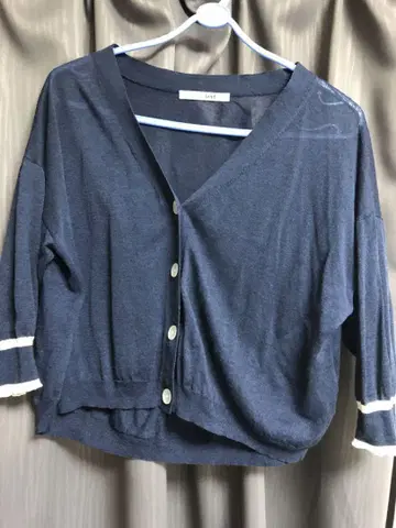 블랑 베일 숏 가디건 린넨 네이비