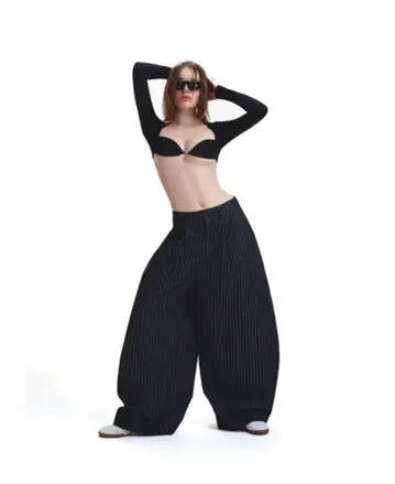 PP STRIPES PANTS 스트라이프 와이드 데님 PUSH PUSH