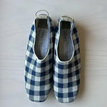 오펜 offen 깅엄 체크 패턴 슬립온 파랑 36