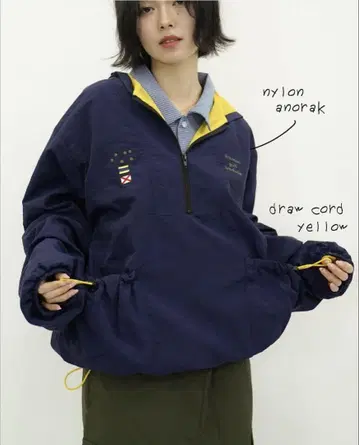 common gull products 나일론 후드티 네이비 후드 부착