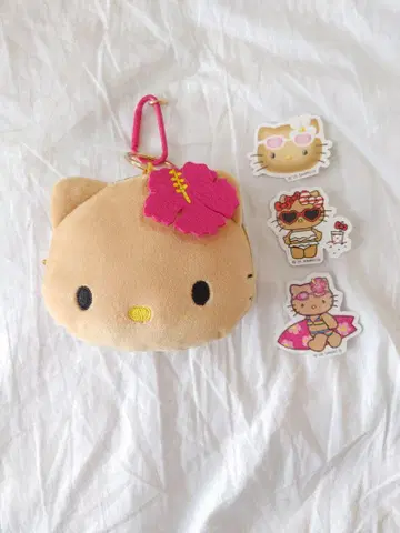Sweet 헬로키티 일광화상 키티 봉제 인형 파우치 참 스티커