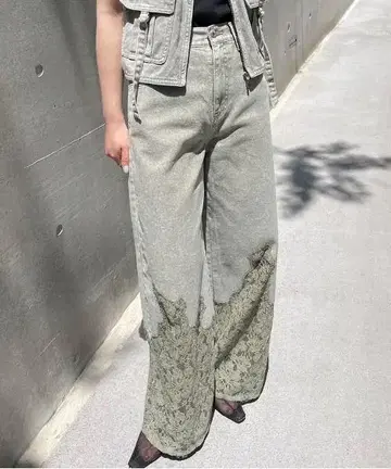 AmeriVINTAGE 레이스 도킹 페이드 데님 팬츠