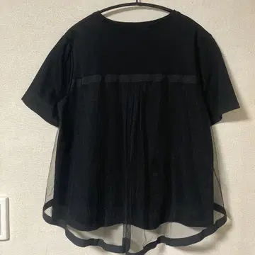 FENNEL 페넬 백 튤 티셔츠 플레어 반팔 블랙