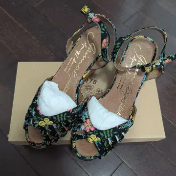 플라워 프린트 ESPADRILLES 샌들 블랙 멀티 컬러