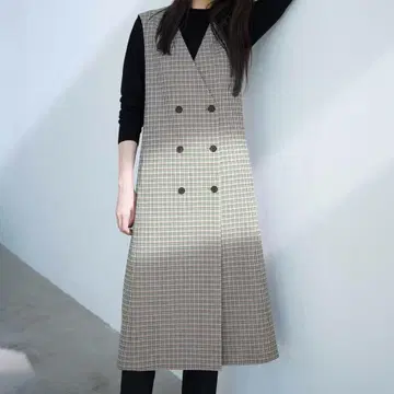 미사용급 23구 안즈 씨 착용 2023 건 클럽 체크 롱 베스트 M
