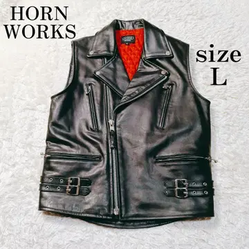 HORN WORKS 더블 라이더 가죽 베스트 짧은 길이 Y2K L