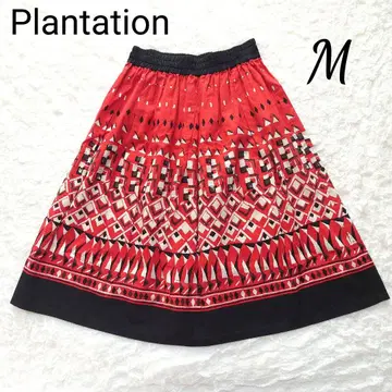 Plantation 플랜테이션 면 린넨 프린트 패턴 개더 스커트 플레어