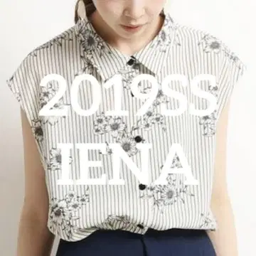 IENA 이에나 스트라이프 플라워 슬리브리스 셔츠 블라우스