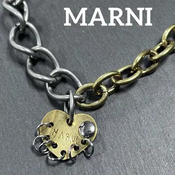MARUNI 투톤 컬러 만텔 하트 참 체인 목걸이