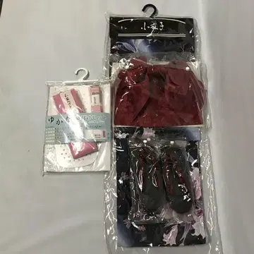 미사용 보관품 유카타 사야코 면100% 기모노 착용법 세트 네이비