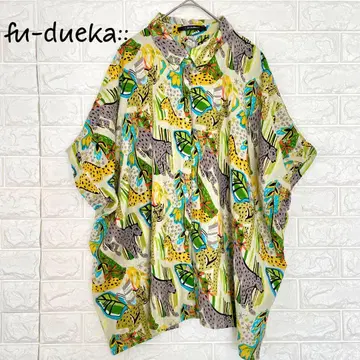 25SS 새상품 fu-dueka:: 에카 사파리 패턴 코튼 린넨 셔츠