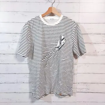 1259 미라 쇼 남성용 티셔츠 보더 반팔 M 사이즈 48 새상품급