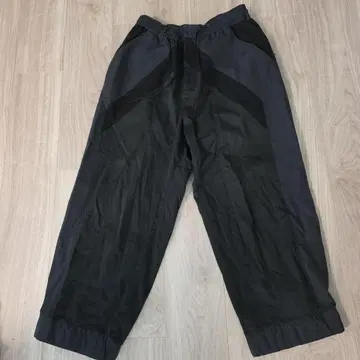 Y-3 블랙 와이드 팬츠 사이드 포켓 부착