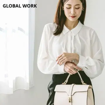 GLOBAL WORK 깔끔한 느낌의 카라 부착 블라우스