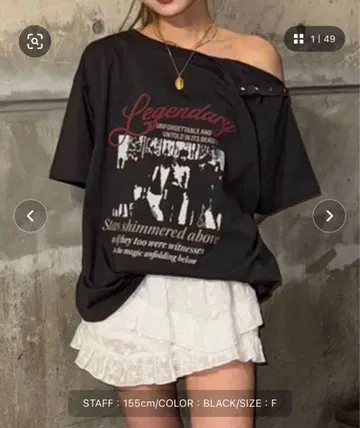 ACLENT 2WAY 비대칭 빈티지 티셔츠 오프숄더