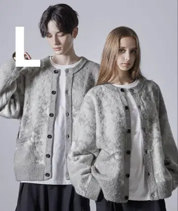 CLEL 모헤어 블렌드 샤기 디자인 크루넥 가디건 L