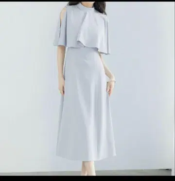 SAISON DE PAPILLON 케이프 원피스 블루 그레이