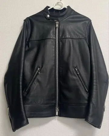 666 Leather Wear 블랙 가죽 자켓 34 사이즈
