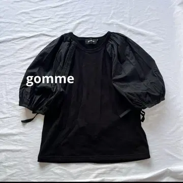 gomme 벌룬 슬리브 티셔츠 일본제 블랙 티셔츠