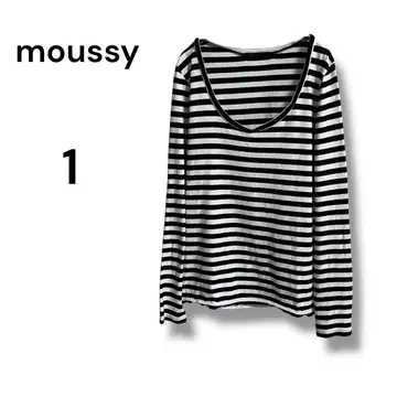 moussy 보더 무늬 긴팔 티셔츠 사이즈 1 여성용 상의