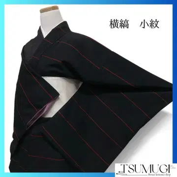 세미 앤티크 코몬 가로 줄무늬 블랙 레드 기모노 085w d