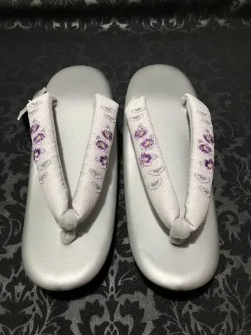 미사용품 실버 조리 꽃무늬 자수