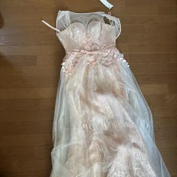 핑크 비즈 자수 롱 드레스 콘서트 드레스. 웨딩 드레스