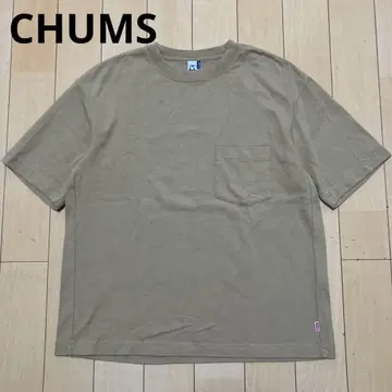 CHUMS 참스 티셔츠 반팔 티셔츠 가슴 포켓 베이지 S 사이즈