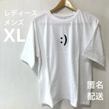 티셔츠 스마일리 니코 로고 여성용 남성용 화이트 XL