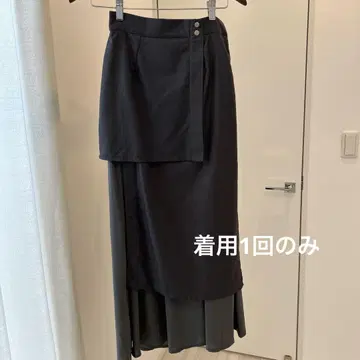 &g'aime 다크 그레이 비대칭 타이트 스커트