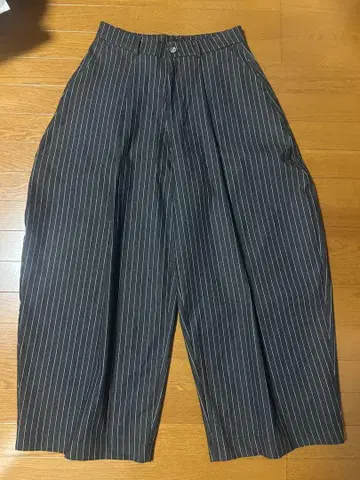 푸시 푸시 데님 스트라이프 배기 팬츠