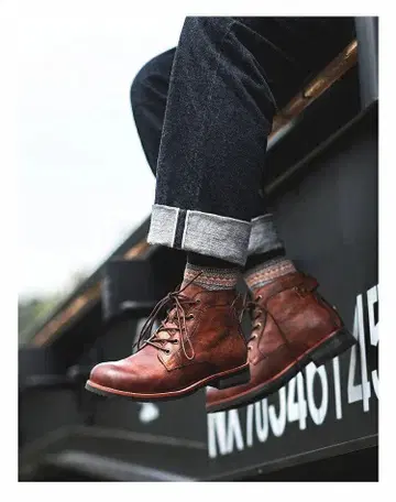 가죽 처카 부츠 브라운 블랙