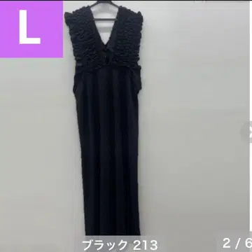 시마무라 BlueStrive 셔링 원피스 블랙 L 사이즈