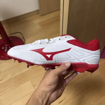 Mizuno 스파이크 슈즈 화이트/레드 와이드