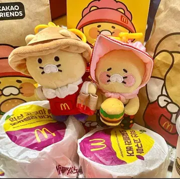 한국 한정 춘식 맥도날드 봉제 인형 2종 세트 카카오프렌즈