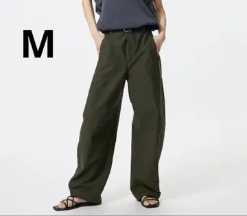 유니클로 UNIQLO 저지 배럴 레그 팬츠 올리브 M 사이즈
