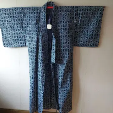 남성용 유카타 기하학 패턴 오비 포함