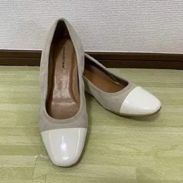 madras 베이지 화이트 플랫 슈즈 23cm