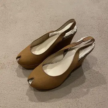 브라운 웨지 샌들 L