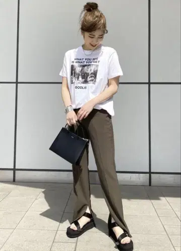 [새상품급] APSTUDIO 인사이드 슬릿 팬츠 카키 S