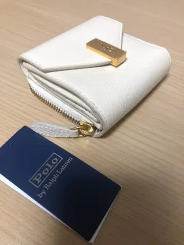 미사용 폴로 ID 가죽 컴팩트 지갑 화이트 두겹 지갑 폴로