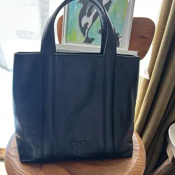 HIROFU 블랙 가죽 토트백 인기