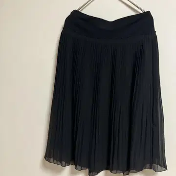 COMME CA ISM 플리츠 스커트 무릎 기장 블랙 리버서블 M